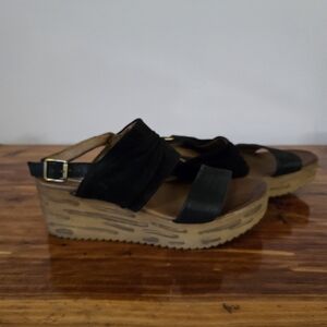 Miz Mooz Black Wedge Sandals, 9,5